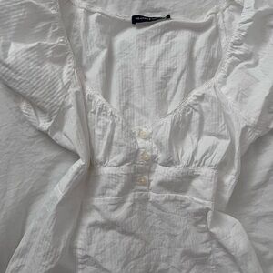 Brandy Melville White Blouse with Button Detail